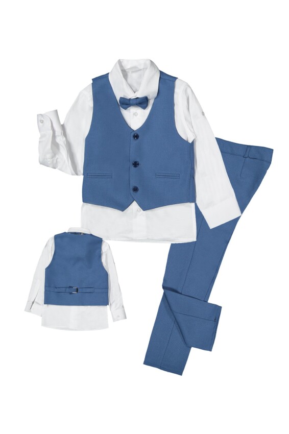 Toptan Erkek Çocuk 4'Lü Vest, Shirt, Pants And Papyon Takım 6-9Y Terry 1036-05589 - 5