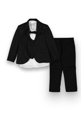 Toptan Erkek Çocuk 5'li Ceket Yelek Gömlek Pantolon ve Papyon Takım 1-4Y Terry 1036-5740 Siyah