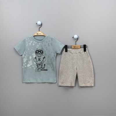Toptan Erkek Çocuk Aslan Baskılı T-shirt ve Şort Takım Takım 2-5Y Kumru Bebe 1075-3879 - 2