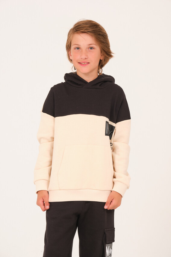 Toptan Erkek Çocuk Baskılı Kapüşonlu Sweatshirt 8-15Y Jazziee 2051-252J4MTB61 - 2