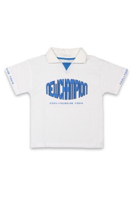 Toptan Erkek Çocuk Baskılı T-shirt 6-9Y Tuffy 1099-8120 Beyaz