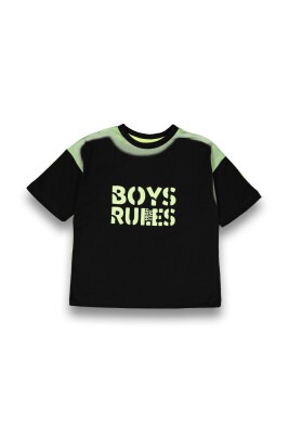 Toptan Erkek Çocuk Baskılı Tişört 6-9Y Tuffy 1099-8104 Neon Yeşil