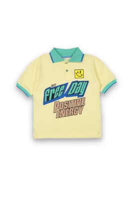 Toptan Erkek Çocuk Baskılı Tişört 6-9Y Tuffy 1099-8110 Açık Sarı