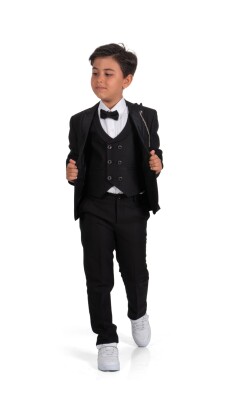 Toptan Erkek Çocuk Ceket, Gömlek Ve Pantolon Takım 3-6Y Messy 1037-5800 Siyah