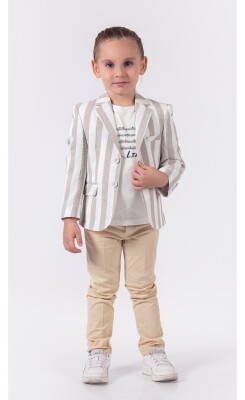 Toptan Erkek Çocuk Ceketli T-shirt ve Pantolon Takım 1-4Y Lemon 1015-9810 - Lemon