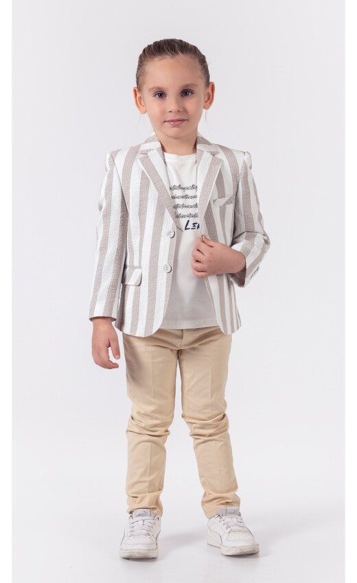 Toptan Erkek Çocuk Ceketli T-shirt ve Pantolon Takım 1-4Y Lemon 1015-9810 - 1