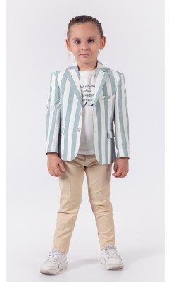 Toptan Erkek Çocuk Ceketli T-shirt ve Pantolon Takım 1-4Y Lemon 1015-9810 Çağla Yeşili