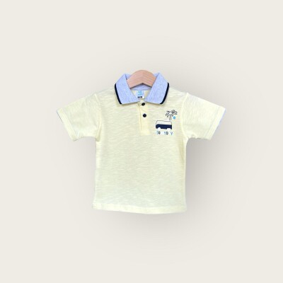 Toptan Erkek Çocuk Tişört 1-4Y Algiy Mini 2047-3561 Açık Sarı
