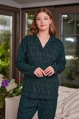 Toptan Kadın Gömlek Yaka Düğmeli Pijama Takımı S-M-L-XL Zeyland 1070-ZK24-120147 - Zeyland