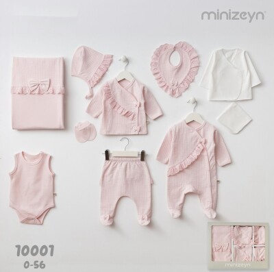 Toptan Kız Bebek 10'lu Yenidoğan Hastane Çıkışı Takım 0-3M Minizeyn 2014-10001 - Minizeyn