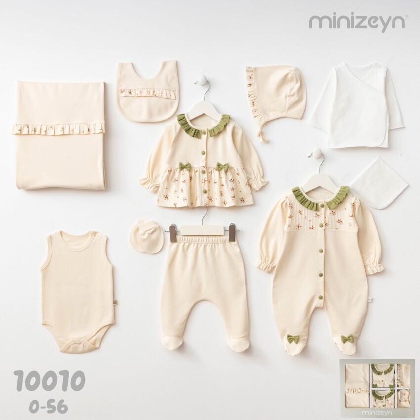 Toptan Kız Bebek 10'lu Zıbın Takım Kutulu 0-3M Minizeyn 2014-10010 - 1