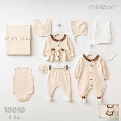 Toptan Kız Bebek 10'lu Zıbın Takım Kutulu 0-3M Minizeyn 2014-10010 - 2