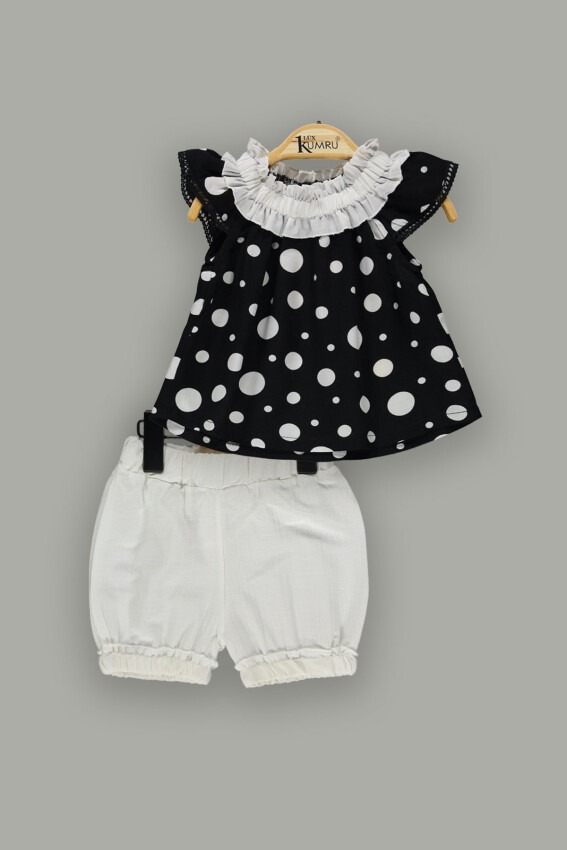 Toptan Kız Bebek 2'li Bluz ve Şort Takım 6-18M Kumru Bebe 1075-3811 - 4