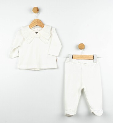 Toptan Kız Bebek 2'li Body ve Pantolon Takım 0-6M Flexi Baby 2063-21 - 3