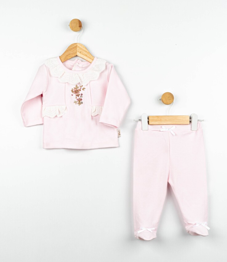 Toptan Kız Bebek 2'li Body ve Pantolon Takım 0-6M Flexi Baby 2063-217522 - 1