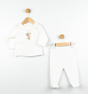 Toptan Kız Bebek 2'li Body ve Pantolon Takım 0-6M Flexi Baby 2063-217522 - 2