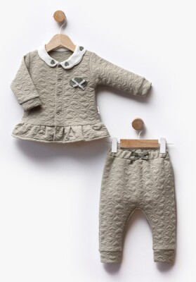 Toptan Kız Bebek 2'li Body ve Pantolon Takım 6-18M Flexi Baby 2063-217580 Haki