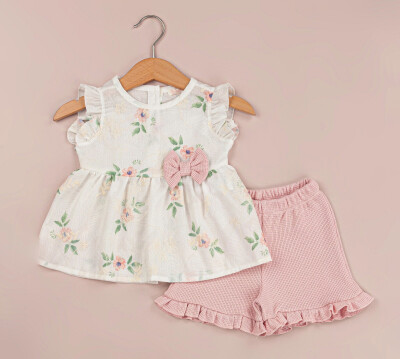 Toptan Kız Bebek 2'li Elbise ve Şort Takımı 3-12M BabyRose 1002-4506 - BabyRose