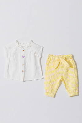 Toptan Kız Bebek 2'li Gömlek ve Pantolon Takımı 6-18M Tuffy 1099-1206 - 2