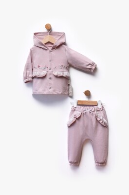 Toptan Kız Bebek 2'li Hırka ve Pantolon Takım 6-36M Flexi Baby 2063-217583 Lila