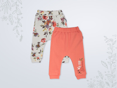 Toptan Kız Bebek 2'li Pantolon Takım 3-18M Orange Dark