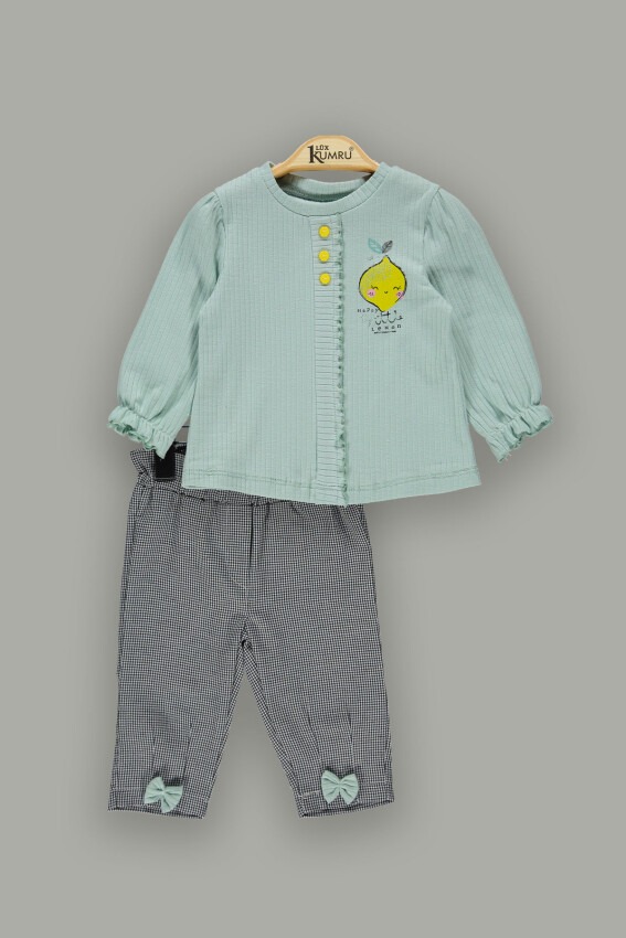 Toptan Kız Bebek 2'li Pantolon ve Body Takım 6-18M Kumru Bebe 1075-3940 - 1