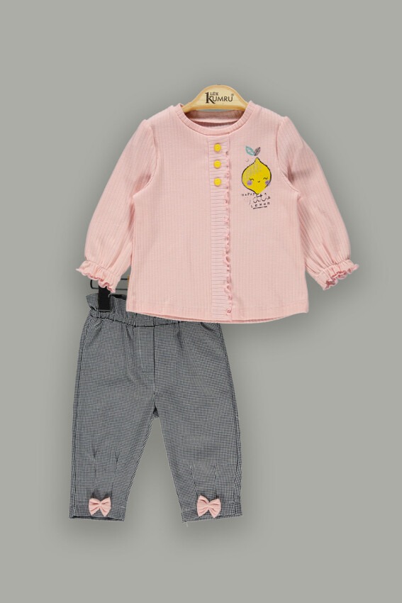 Toptan Kız Bebek 2'li Pantolon ve Body Takım 6-18M Kumru Bebe 1075-3940 - 2