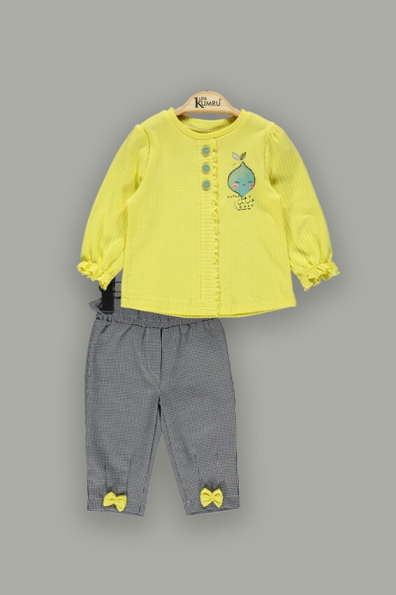 Toptan Kız Bebek 2'li Pantolon ve Body Takım 6-18M Kumru Bebe 1075-3940 - 3