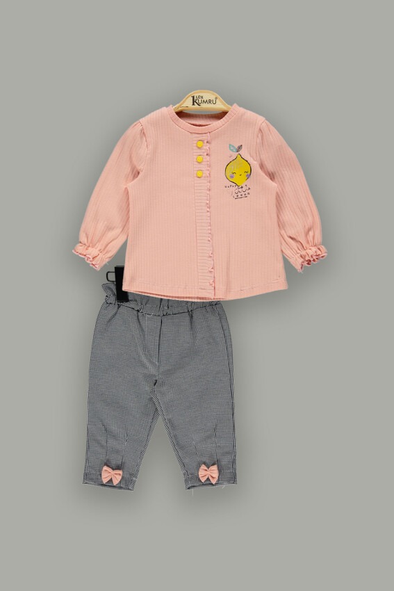 Toptan Kız Bebek 2'li Pantolon ve Body Takım 6-18M Kumru Bebe 1075-3940 - 5