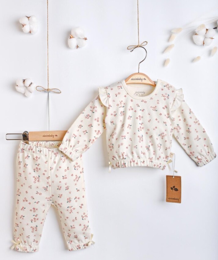 Toptan Kız Bebek 2'li Pijama Takımı 3-12M Ciccimbaby 1043-4913 - 1