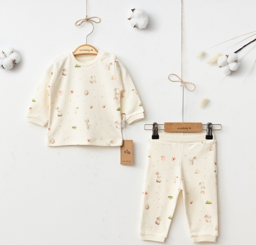 Toptan Kız Bebek 2'li Pijama Takımı 3-12M Ciccimbaby 1043-5066 - 1