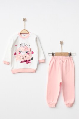 Toptan Kız Bebek 2'li Pijama Takımı 9-18M Hoppidik 2017-2338 Pembe