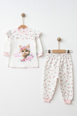 Toptan Kız Bebek 2'li Pijama Takımı 9-18M Hoppidik 2017-2343 Pembe