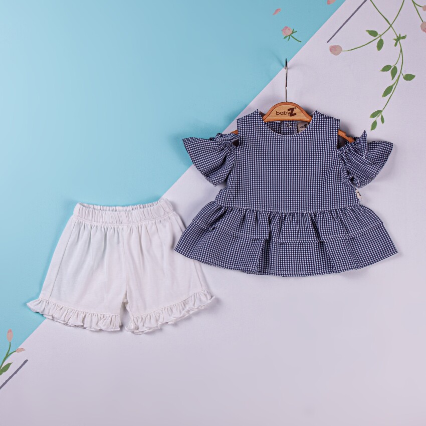 Toptan Kız Bebek 2'li Şort ve Bluz Takım 6-18M BabyZ 1097-5724 - 2