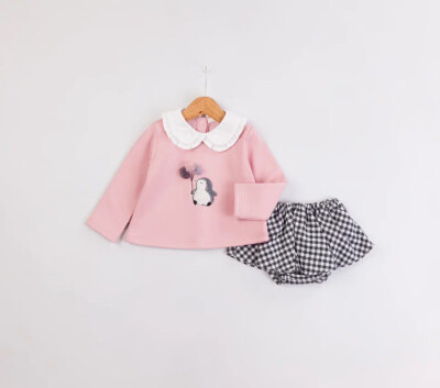 Toptan Kız Bebek 2'li Sweat ve Etek Takım 9-24M BabyRose 1002-4642 Pembe