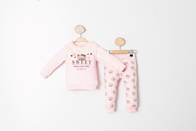 Toptan Kız Bebek 2'li Sweatshirt ve Pantolon Takımı 9-24M Sani 1068-10010 - Sani (1)