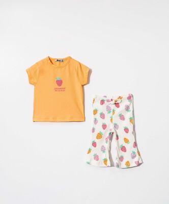 Toptan Kız Bebek 2'li Tişört ve Pantolon Takım 6-18M Piop 2055-001 - 2