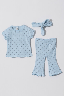 Toptan Kız Bebek 2'li Tişört ve Pantolon Takımı 6-18M Tuffy 1099-1201 Buz Mavisi