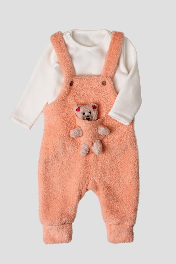 Toptan Kız Bebek 2'li Tulum ve Body Takım 6-24M Kidexs 1026-50004 - 3