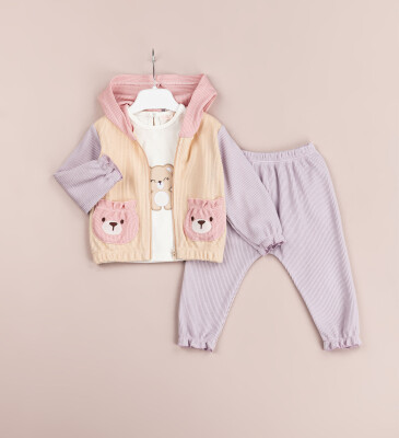Toptan Kız Bebek 3'lü Ceket, Bluz ve Pantolon Takım 6-18M BabyRose 1002-7745 - BabyRose (1)
