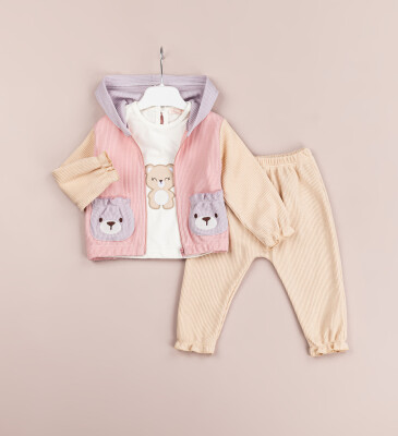 Toptan Kız Bebek 3'lü Ceket, Bluz ve Pantolon Takım 6-18M BabyRose 1002-7745 - 3