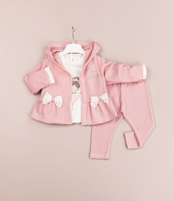 Toptan Kız Bebek 3'lü Ceket, Bluz ve Pantolon Takım 6-18M BabyRose 1002-7746 - BabyRose