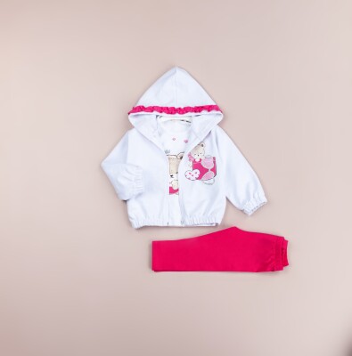 Toptan Kız Bebek 3'lü Ceket, Tişört ve Tayt Takım 6-18M BabyRose 1002-7765 Fuşya