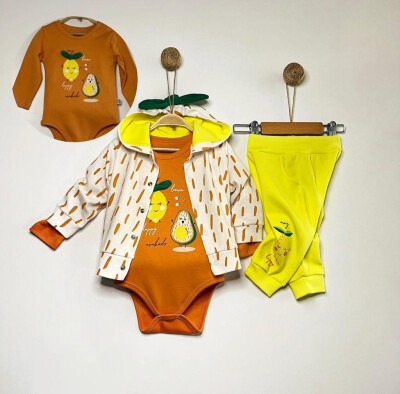 Toptan Kız Bebek 3'lü Ceket Zıbın ve Pantolon Takım 6-12M Minizeyn 2014-8006 - Minizeyn