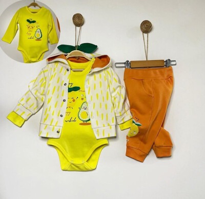 Toptan Kız Bebek 3'lü Ceket Zıbın ve Pantolon Takım 6-12M Minizeyn 2014-8006 - 2