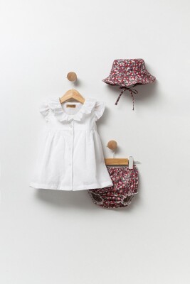 Toptan Kız Bebek 3'lü Elbise, Külot ve Şapka Takımı 0-12M Babyline 2015-24115 - Babyline (1)