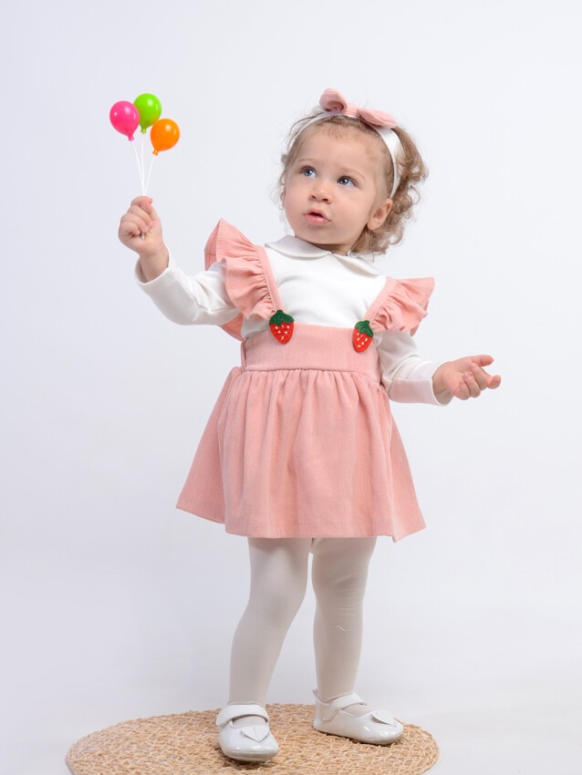 Toptan Kız Bebek 3'Lü Elibiseli Takım 6-18M Serkon Baby&Kids 1084-M0364 - 1