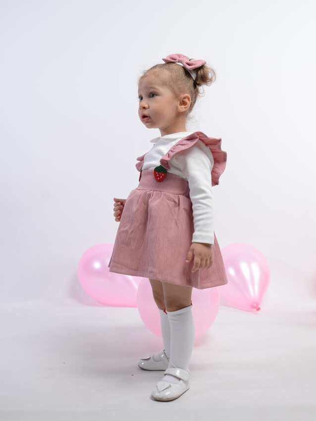 Toptan Kız Bebek 3'Lü Elibiseli Takım 6-18M Serkon Baby&Kids 1084-M0364 - 2