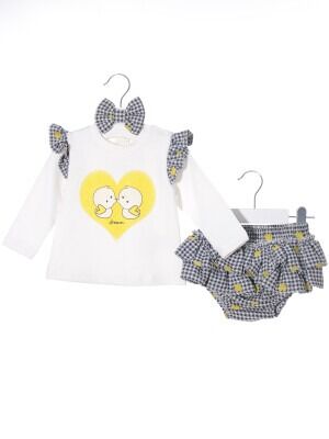 Toptan Kız Bebek 3Lü Etekli Takım 3-12M Serkon Baby&Kids 1084-M0149 - Serkon Baby&Kids