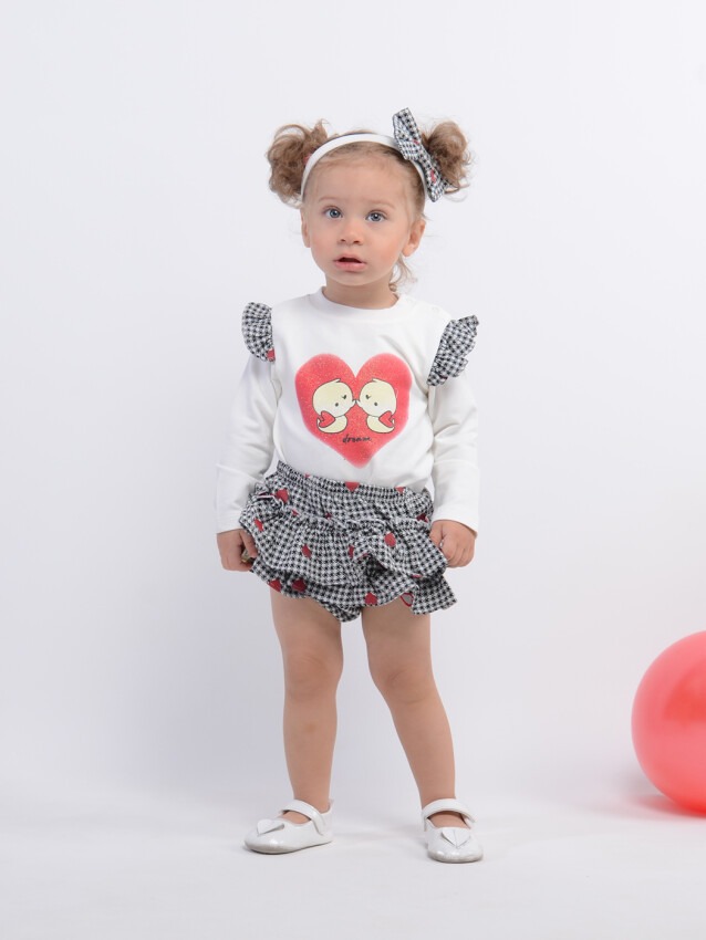 Toptan Kız Bebek 3Lü Etekli Takım 3-12M Serkon Baby&Kids 1084-M0149 - 3